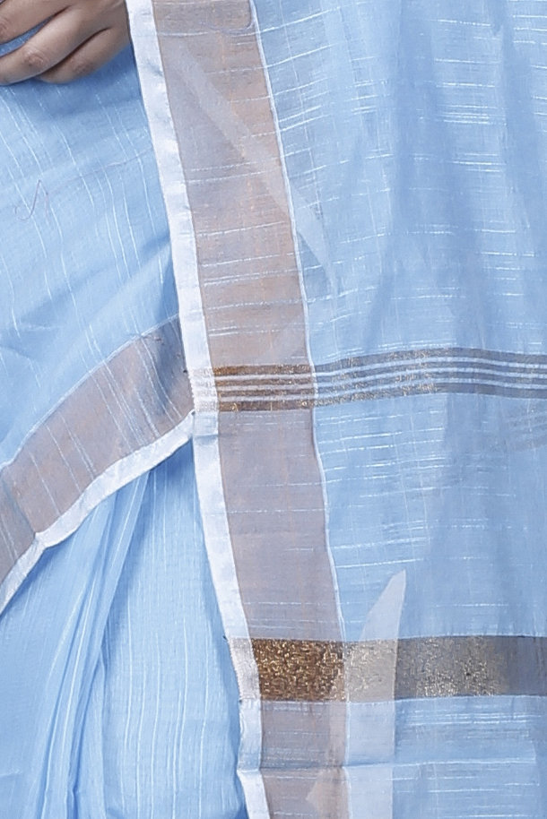 Sky Blue Blended Cotton Toshini Hand Loom Saree (1183)